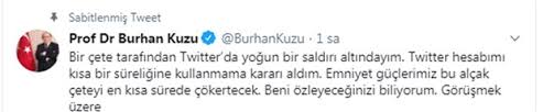 Самые новые твиты от burhan kuzu (@prfdrburhankuzu): Burhan Kuzu Twitter Da Saldiri Altindayim Beni Ozleyeceginizi Biliyorum
