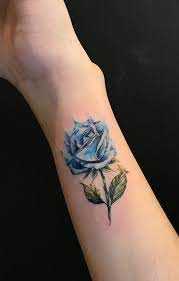 Watercolor Blue Rose Tattoo C Tattoo Artist Samantha Sam Cute Hand Tattoos Blue Rose Tattoo Blue Ink Tattoos