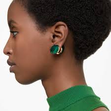 Buy Swarovski Lucent stud earrings, Green, Gold-tone plated