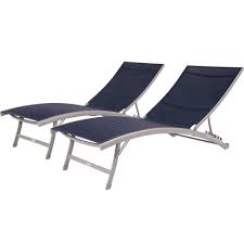 Vivere Clearwater Reclining Aluminum Outdoor Lounge Chair In Navy Steel 2 Pack Cwtl2 Ns The Home Depot Beach Lounge Chair Lounge Chair Outdoor Lounge Chair