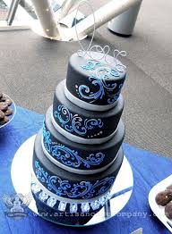 Black And Blue Wedding Wedding Cakes Artisan Cake Company Scroll Wedding Cake Tiered Wedding Cake