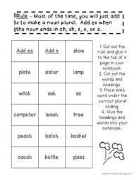 Plural Nouns S Or Es Sort Foldable And Worksheet Word Study Activities Words Their Way Sorts Plurals