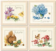 Marjoleins work appears all over the globe with lanarte turning her illustrations into beautiful cross stitch patterns. Cross Stitch Corner Lanarte Counted Cross Stitch Kit 4 Seasons Set Of 4