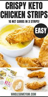 Low Carb Keto Chicken Tenders Recipe Chicken Strip Recipes Chicken Tender Recipes Pork Rind Recipes