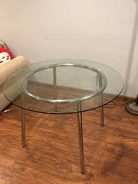 Could be used as patio table as it all comes apart and can be stored quite rare ikea strind glass coffee table mid century modern. Ikea Glass Round Dining Table For Sale In Staten Island Ny Offerup