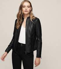 Reiss Serge Slim Fit Leather Jacket Coats Jackets Women Outerwear Fashion Trendy Fashion Outfits