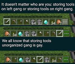 How to build a storage chest in minecraft? Organize Your Inventory And Chests R Minecraftmemes Minecraft Know Your Meme