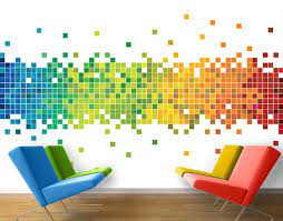 Photo Wall Mural Pixel Rainbow Wallpaper Wall Art Wall Decor Colorful Colour Ebay Rainbow Wallpaper Pixel Color Wall Murals