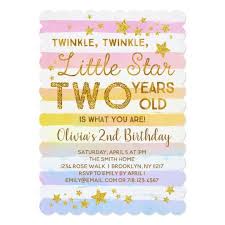Twinkle Little Star 2nd Birthday Invitation Zazzle Com 2nd Birthday Party For Girl 2nd Birthday Invitations Girl 2nd Birthday