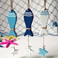 Wholesale Mediterranean Starfish Hung Wood Fish Nautical Decor Hang Small Adorn Wood Starfish Crafts Free Shippi Starfish Craft Fishing Decor Wooden Fish Decor