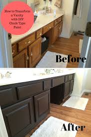 Bathroom Vanity Transformation With Diy Chalk Type Paint Painted Vanity Bathroom Painting Bathroom Cabinets Painting Bathroom