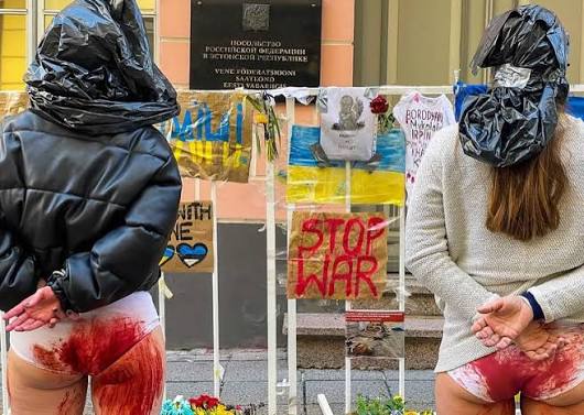 In Tallinn, women went to the Russian Embassy to protest against the mass  rape of Ukrainian women by Russian soldiers. In Ukraine, raped girls  increasingly began to turn to the police. 