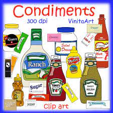 Condiment Clip Art Ketchup Mustard Mayo Hot Sauce And Etsy Ketchup Ranch Dressing Bottle Clip Art