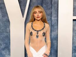 Sabrina Carpenter Wears Sheer Gown at 2023 Vanity Fair Oscar Party