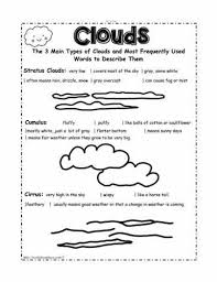 Cloud Information Weather Worksheets Seasons Lessons Cloud Type