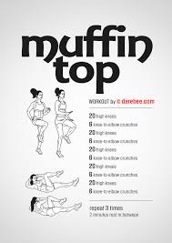 Add in full body movements like squats, push ups, burpees, pull ups, jump squats, lunges, step ups, etc. Muffin Top Workout
