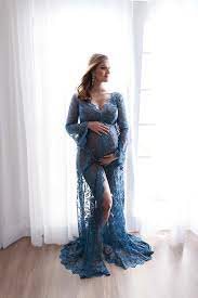 Pregnant women mermaid long maxi off shoulder gown photo shoot maternity v neck lace dress baby shower. Pin By Through Delaney S Lens Young On Ensaio Gestante Flare Sleeve Dress Lace Maternity Dress Maternity Gowns