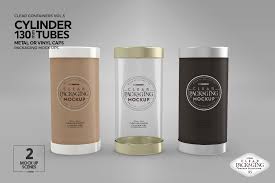 130mm Cylinder Tube Packaging Mockup Tubes Mm Metal Trio Packaging Mockup Clear Container Packaging