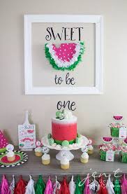 A Watermelon First Birthday Party With Cricut Jen T By Design Watermelon Birthday Parties First Birthday Parties 1st Birthday Party Supplies