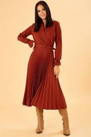Kruvaze Kesim Midi Boy Kiremit Rengi Elbise Elbise Modelleri Mankenler Ve The Dress