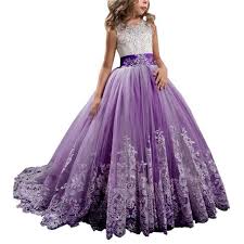 Elegant Lacey Dark Purple Dress With Tulle And Lace Train For 3 12 Years Girls Pageant Dresses Toddler Pageant Dresses Purple Flower Girl Dress