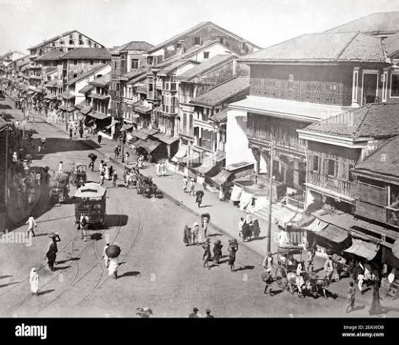 Late 19th century photograph - 'Bhendy Bazaar Road' Bombay, Mumbai, India c. 1880's Stock Photo - Alamy