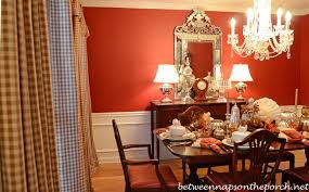 A red dining room can differ in price owing to various characteristics — the average selling price 1stdibs is $2,393, while the lowest priced sells for $1 and the highest can go for as much. Dining Room Addition French Pleated Check Draperies Between Naps On The Porch