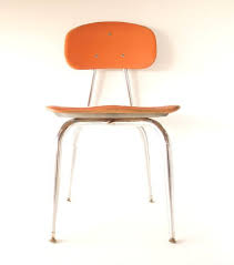 Vintage School Chair In Chrome And Orange Composite By C F Vintage School Chairs School Chairs Vintage School