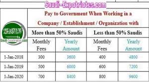 Year Wise Iqama Fee From 2019