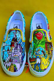 Beauty And The Beast Custom Vans Vans Beautyandthebeast Disney Belle Beast Shoes Customvans Vans Slip On Sneaker Vans Classic Slip On Sneaker