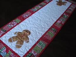 Gingerbread Man Quilted Christmas Table Runner Gingerbread Quilt Gingerbread Man Christmas Table Runner