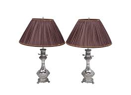 360 lighting modern table lamps set of 2 with usb port led touch on off silver white drum shade for living room bedroom family. Vintage Silvered Brass And Bronze Table Lamps Set Of 2 For Sale At Pamono