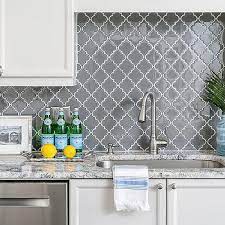 My dream backsplash is one large slab of marble (like this, and this). Charcoal Gray Moroccan Trellis Kitchen Backsplash Tiles Design Ideas