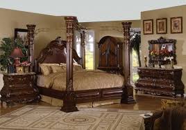 Classic Style Bedroom Furniture Luxury Mahogany Wood King Size Canopy Bed Frame Leather Headb Canopy Bedroom Sets Bedroom Sets Furniture King King Bedroom Sets