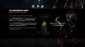Check spelling or type a new query. Dead By Daylight 5th Anniversary Codes Allgamers