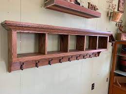 Wall Storage Unit Cubbie Wall Shelf With Coat Hooks Etsy Wood Wall Shelf Wall Shelves Wall Cubes