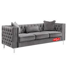Aviator loveseat sofa industrial loveseat with nailhead trim brown faux leather airplane aluminum add to favorites. Bliss Brands 3 Piece Sofas Modern Velvet Nailhead Studded Couches Loveseat Sofa Armchair Sofa Sets Gray Click Photo For Ev Couch And Loveseat Love Seat Sofa