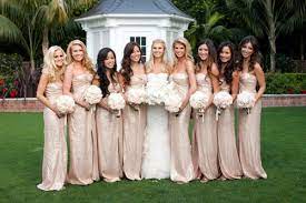 Sophisticated Newport Beach Wedding Junebug Weddings Wedding Newport Beach Champagne Colored Bridesmaid Dresses Wedding Dresses