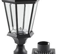 Solar Post Light, Dusk to Dawn Sensor Pillar Light Fixture 15.8"H,  Waterproof LED Exterior Lamp Post Lantern, Aluminum Outdoor Post Light,  Pole ...