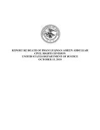 REPORT RE DEATH OF IMAM LUQMAN AMEEN ABDULLAH CIVIL RIGHTS DIVISION UNITED  STATES DEPARTMENT OF JUSTICE OCTOBER 13, 2010