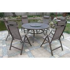 6 Seater Outdoor Dining Set Round Glass Table Recliner Chairs Garden Furniture Outdoor Furniture Sets Garden Furniture Sets Round Glass Table