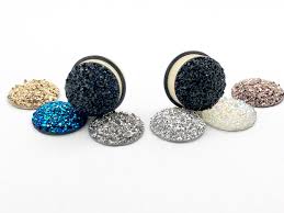 1" Plugs Glitter Druzy Top, Wood/steel Tunnels and Plugs 11/16, 3/4, 13/16,  7/8 Opal, Blue, Rose Gold, Silver, Gold, Black Glitter Gauges