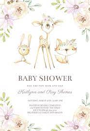 Whimsical Woodland Invitation Template Greetings Island Woodland Baby Shower Invitations Baby Shower Invites For Girl Baby Shower Invitations