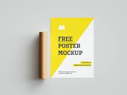 Free Poster Mockup With A Paper Tube Poster Mockup Poster Mockup Free Free Poster