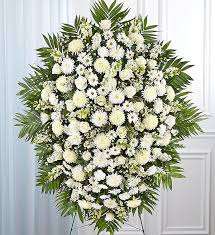 Find the perfect, unique gift basket to send for every occasion. White Funeral Standing Spray 1800flowers Com 148720