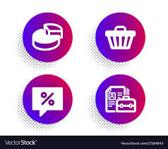 Discount Message Pie Chart And Shop Cart Icons