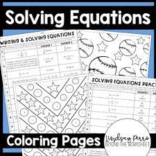 You are viewing some solving equations coloring sheet sketch templates click on a template to sketch over it and color it in and share with your family and friends. Solving Equations Coloring Worksheets By Lindsay Perro Tpt