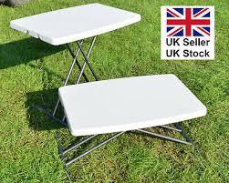 4.5 out of 5 stars. Small Folding 3 Height Adjustable Camping Table Blow Moulded Folds Flat 692193731535 Ebay