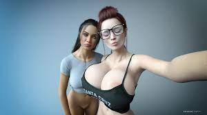 2girls 3d bimbo breast envy breast size difference breasts bigger  than head envy erect nipples glasses huge breasts nipples visible through  clothing original selfie sisters traveller1993 
