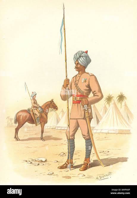 BRITISH INDIAN ARMY UNIFORMS. The 13th Bengal Lancers Regiment 1890 old print Stock Photo - Alamy
